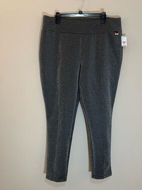 NWT Jaclyn Smith Metallic Silver Ponte Pants XXL